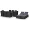 Set mobilier de gradina, 11 piese, negru, poliratan