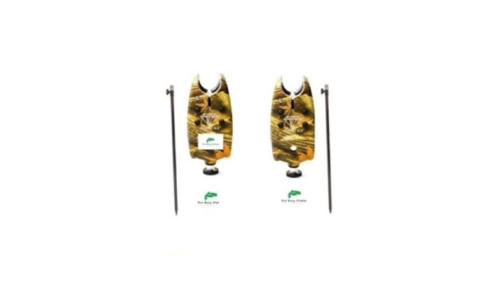 Set 2 senzori /avertizori pescuit ,baterii de 9 v incluse cu 2 picheti