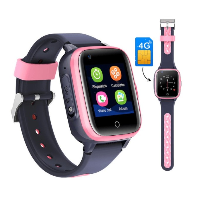 Ceas Smartwatch pentru Copii cu Slot Cartela SIM, GPS, Camera, Apeluri Video, Buton SOS, Aplicatii Interactive, Monitorizare Discreta GITECH D31, Roz