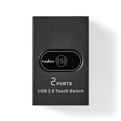 Switch USB 2 porturi negru Nedis foto