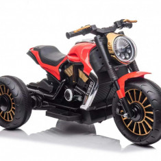 Motocicleta copii electrica, cu 3 roti, Kinderauto SuperMoto, 70W 12V, bluetooth, scaun tapitat, rosie