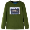Tricou pentru copii cu m&acirc;neci lungi, kaki &icirc;nchis, 128, vidaXL