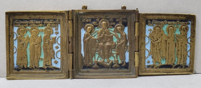 Triptic din bronz si email, Rusia, Sec. XIX