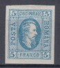ROMANIA 1865 LP 16 CUZA EFIGIA IN OVAL GUMA ORIGINALA HARTIE VARGATA SARNIERA, Nestampilat