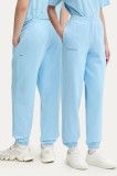 Pangaia pantaloni de trening din bumbac culoarea turcoaz, neted
