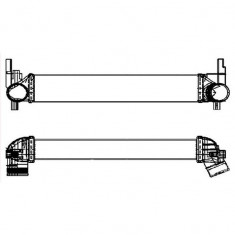 Intercooler Audi A1 (8X), 05.2010-2018, Skoda Fabia, 03.2010-2015, motor 1.6 TDI 66/77kw, diesel, cutie manuala, cu/fara AC, aluminiu brazat/plastic,