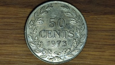 Liberia - moneda colectie raruta - 50 cents 1973 PROOF - exotica, stare f buna - greu de gasit ! foto