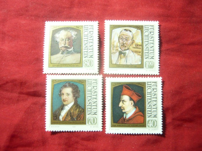 Serie Liechtenstein 1981 - Personalitati Cultura , 4 valori