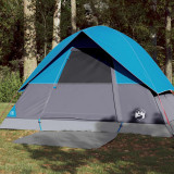 Cort de camping cupola pentru 3 persoane, albastru, impermeabil