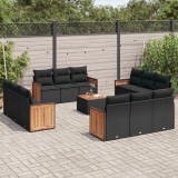 Cumpara ieftin Gossi set mobilier de gradina cu perne, 13 piese, negru, poliratan