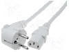 Cablu alimentare AC, 1.5m, 3 fire, culoare alb, CEE 7/7 (E/F) &amp;#351;tecar in unghi, IEC C13 mama, LIAN DUNG -