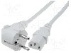 Cablu alimentare AC, 5m, 3 fire, culoare alb, CEE 7/7 (E/F) &amp;#351;tecar in unghi, IEC C13 mama, LIAN DUNG -