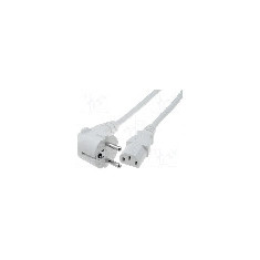 Cablu alimentare AC, 1m, 3 fire, culoare alb, CEE 7/7 (E/F) &#351;tecar in unghi, IEC C13 mama, LIAN DUNG -