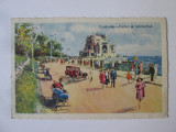 Rara! Carte poștala ilustrator Constanta:Casino si bulevardul,circulata 1930