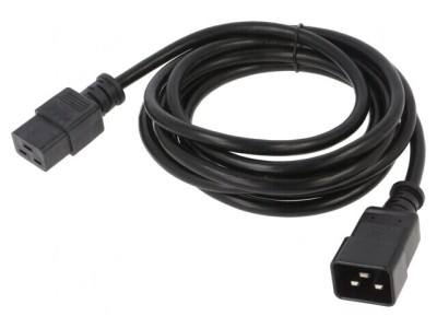 Cablu Alimentare 3m IEC C19 Mamă IEC C20 Tată Negru 15A foto