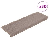 Cumpara ieftin Covorase pentru scari, 30 buc., 65x21x4 cm, maro deschis, cu margini dreptunghiulare