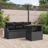 vidaXL Set de canapele pentru grădină 5 pcs Negru Rattan poli