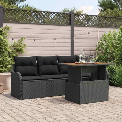 vidaXL Set de canapele pentru grădină 5 pcs Negru 100 x 55 x 73 cm foto