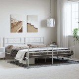 VidaXL Cadru de pat metalic cu tăblie de cap/picioare, alb, 183x213 cm