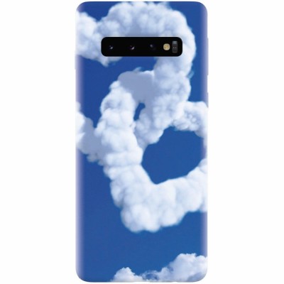 Husa silicon pentru Samsung Galaxy S10, Heart Shaped Clouds Blue Sky foto