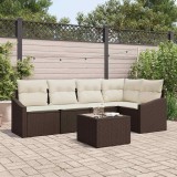 vidaXL Set de dining pentru grădină de la , 5 piese, cu perne gri din ratan sintetic