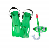Set masca de scufundari, snorkel si labe inot, Bestway, Verde