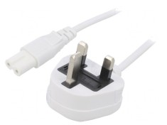 Cablu Alimentare 1m Alb 3A BS 1363 la IEC C7 2x0.75mm2 foto