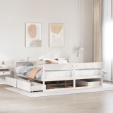 Gossi cadru de pat fara saltea, alb, 180x200 cm, lemn masiv pin