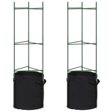 Cumpara ieftin Suport pentru rosii cu sac de plante, 2 buc., 116 cm otel si PP