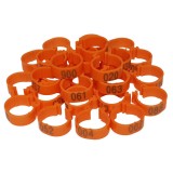 Set 100 de inele plastic 18mm, marime medie, numerotate pentru picioare pasari, gaini, Portocaliu, Oem