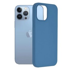 Husa iPhone 13 Pro Max Silicon Albastru Slim Mat cu Microfibra SoftEdge