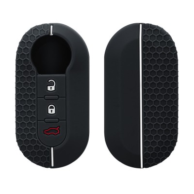Husa Cheie Auto pentru Fiat / Lancia - 3 Butoane, kwmobile, Silicon, Negru, 56383.03 foto