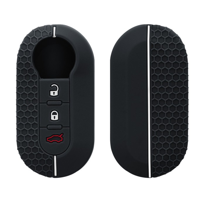 Husa Cheie Auto pentru Fiat / Lancia - 3 Butoane, kwmobile, Silicon, Negru, 56383.03
