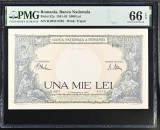 1000 lei 1941 PMG66 UNC bancnota gradata
