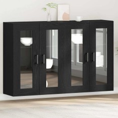 vidaXL Dulapuri suspendate 2 buc Negru Stejar 69,5 x 34 x 90 cm Lemn stratificat