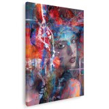 Tablou canvas portret femeie splash pictura fotografie multicolor 1014 Tablou canvas pe panza CU RAMA 60x80 cm
