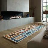 Cumpara ieftin Covor traversa Illusion Retro Blocks Albastru 60X230 cm, Flair Rugs