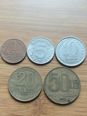 Romania Lot 5 monede anul 1992 foto