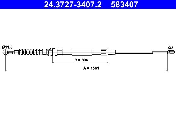 ATE 24.3727-3407.2 Cablu, frana de parcare