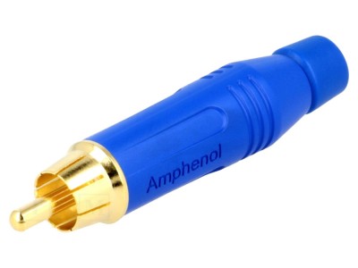 Conector RCA tată aurit albastru foto