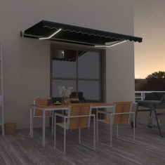 vidaXL Copertină automată cu LED &amp; senzor v&acirc;nt, antracit, 450x350 cm 3069214