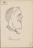 HST 159S Caricatura Roosevelt anii 1930 Geo Dumitrescu semnata