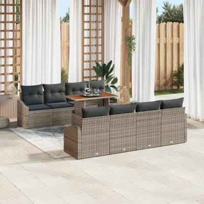 vidaXL Set de masă pentru grădină 9 pcs Gri și Brown 100 x 55 x 73 cm 3349810 foto