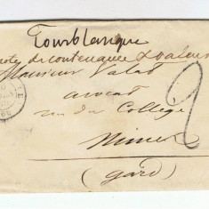 France 1850 Postal History Rare Cover TYPE 15 PARIS (E) 60 (E) to NIMES D.710