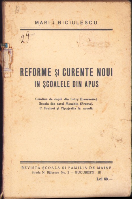 HST C2062 Reforme și curente noui &icirc;n școalele din Apus de Marin Biciulescu