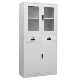 Cumpara ieftin Dulap de birou gri deschis 90x40x180 cm otel/sticla securizata