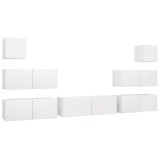 Cumpara ieftin Set dulapuri TV, 7 piese, alb, lemn prelucrat