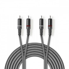 Cablu audio stereo 2x RCA tata - 2x RCA tata 5m gri Nedis