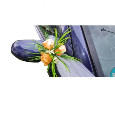 Aranjament floral, oglinzi masini, portocaliu, 30 x 30 cm, trandafiri foto