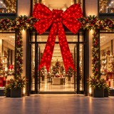 Decoratiune Craciun 3D LED Sersimo Funda Gigant 300cm 656 LED-uri Rosie Interior Exterior IP44